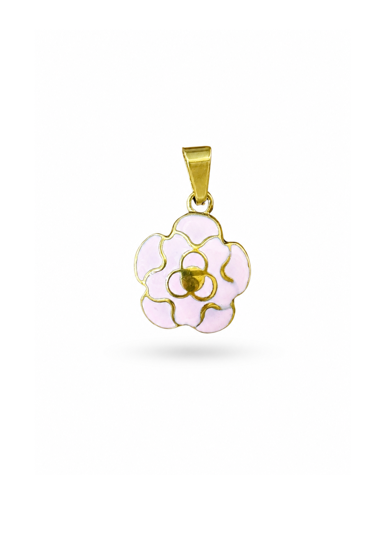 Dije flor de camelia esmaltada acero inoxidable