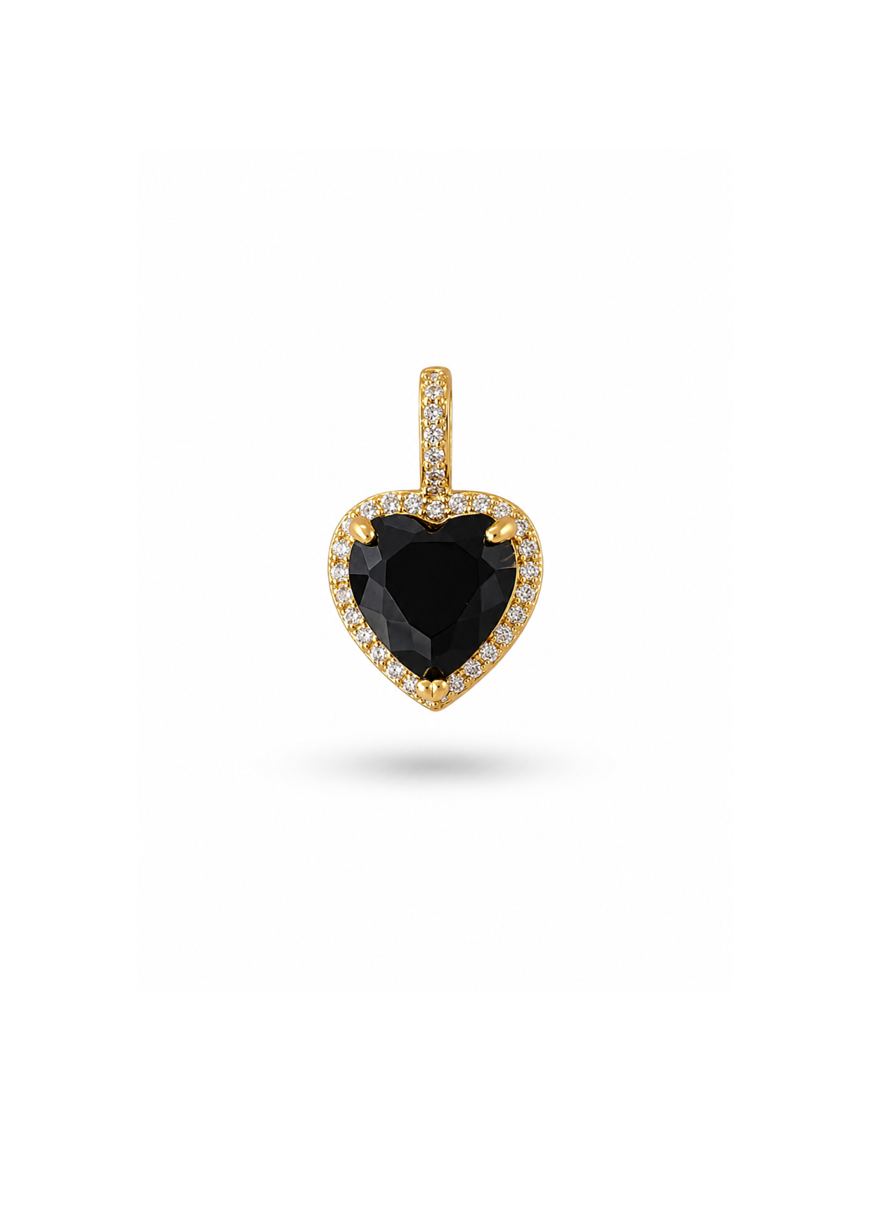 Dije corazón negro facetado acero inoxidable