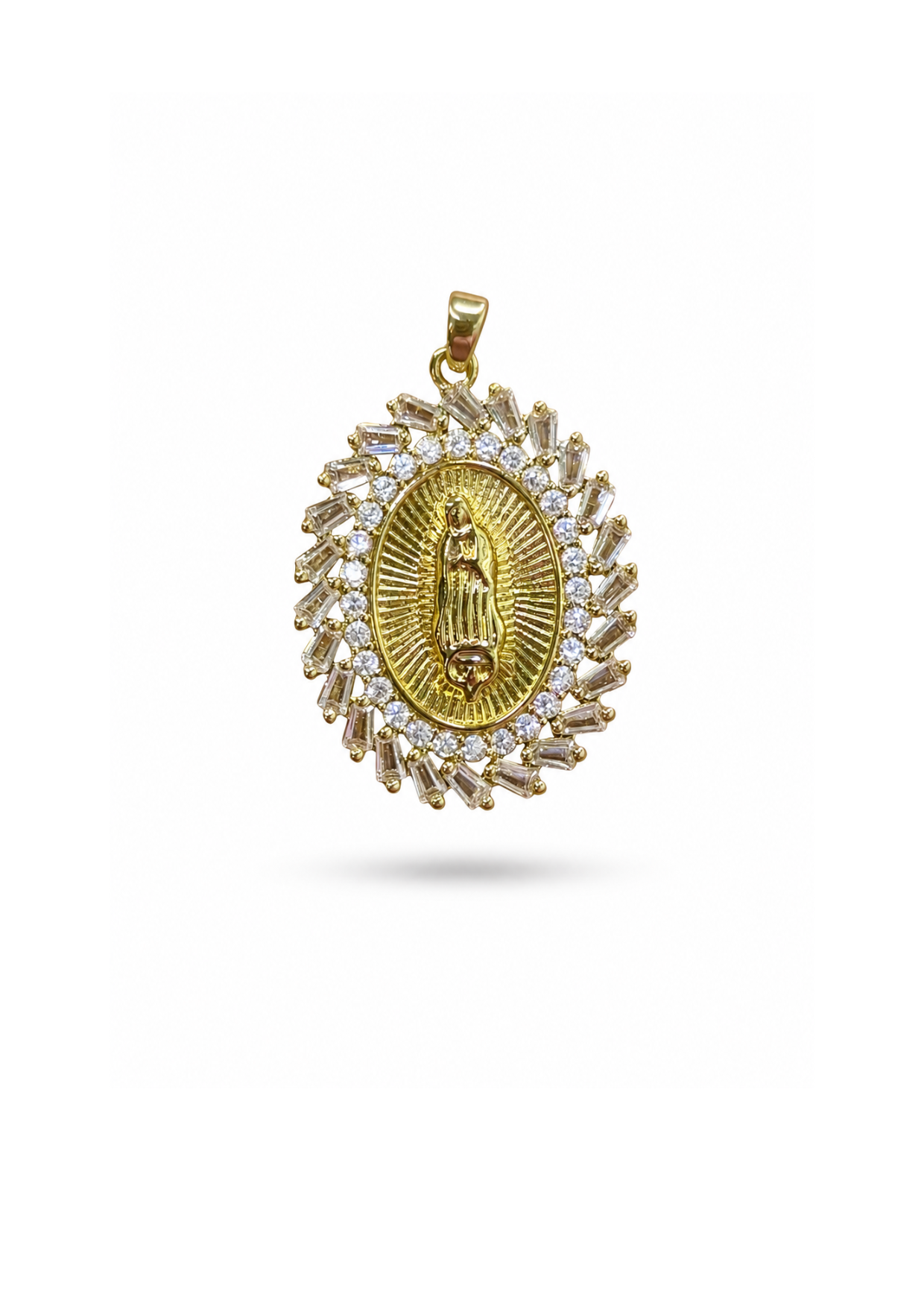 Dije medalla virgen de Guadalupe radial acero inoxidable