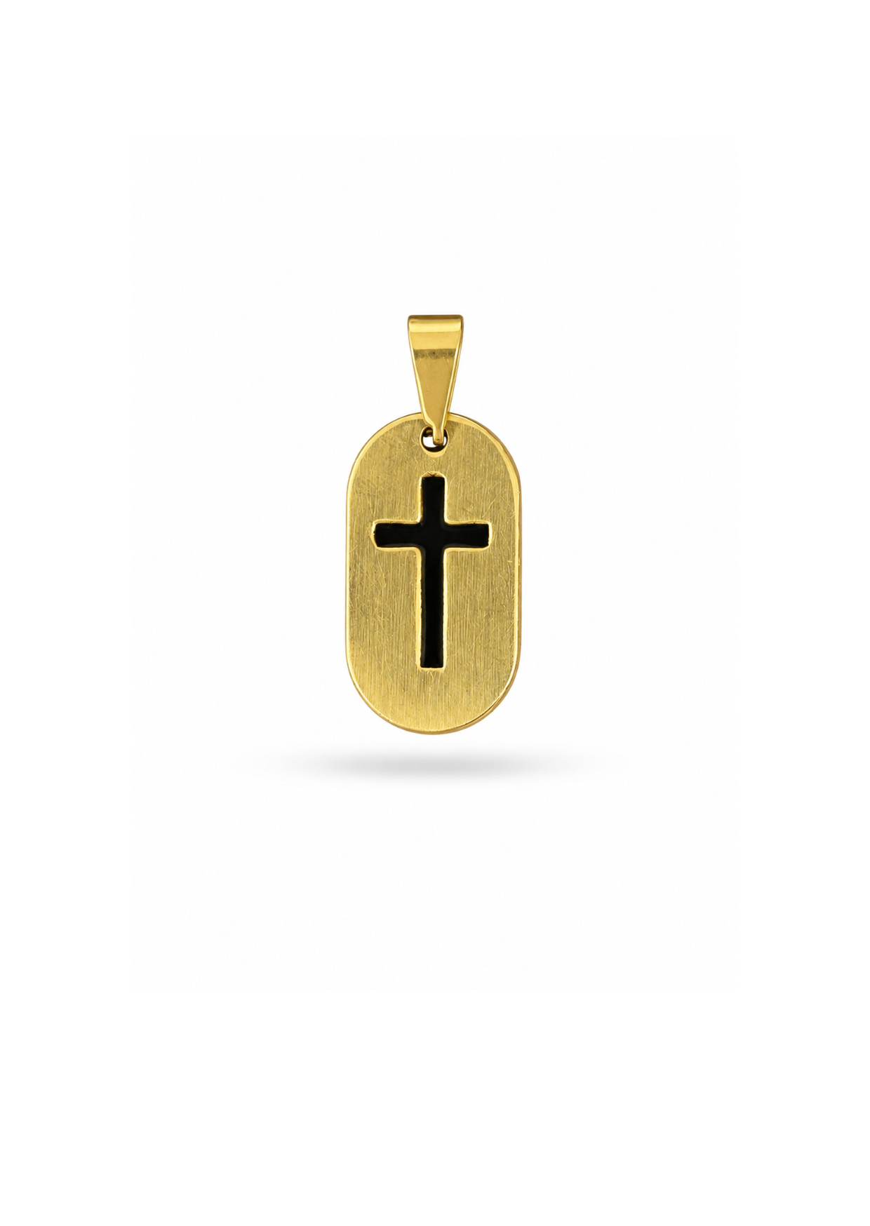 Dije placa militar con cruz acero inoxidable