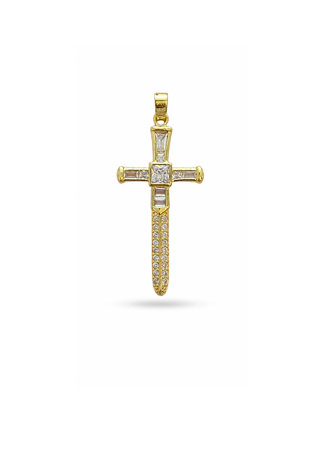 Dije Cruz-Espada con zirconias acero inoxidable