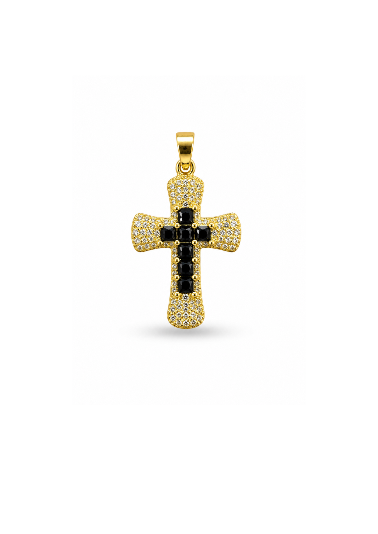 Dije cruz pavé con zirconias negras acero inoxidable
