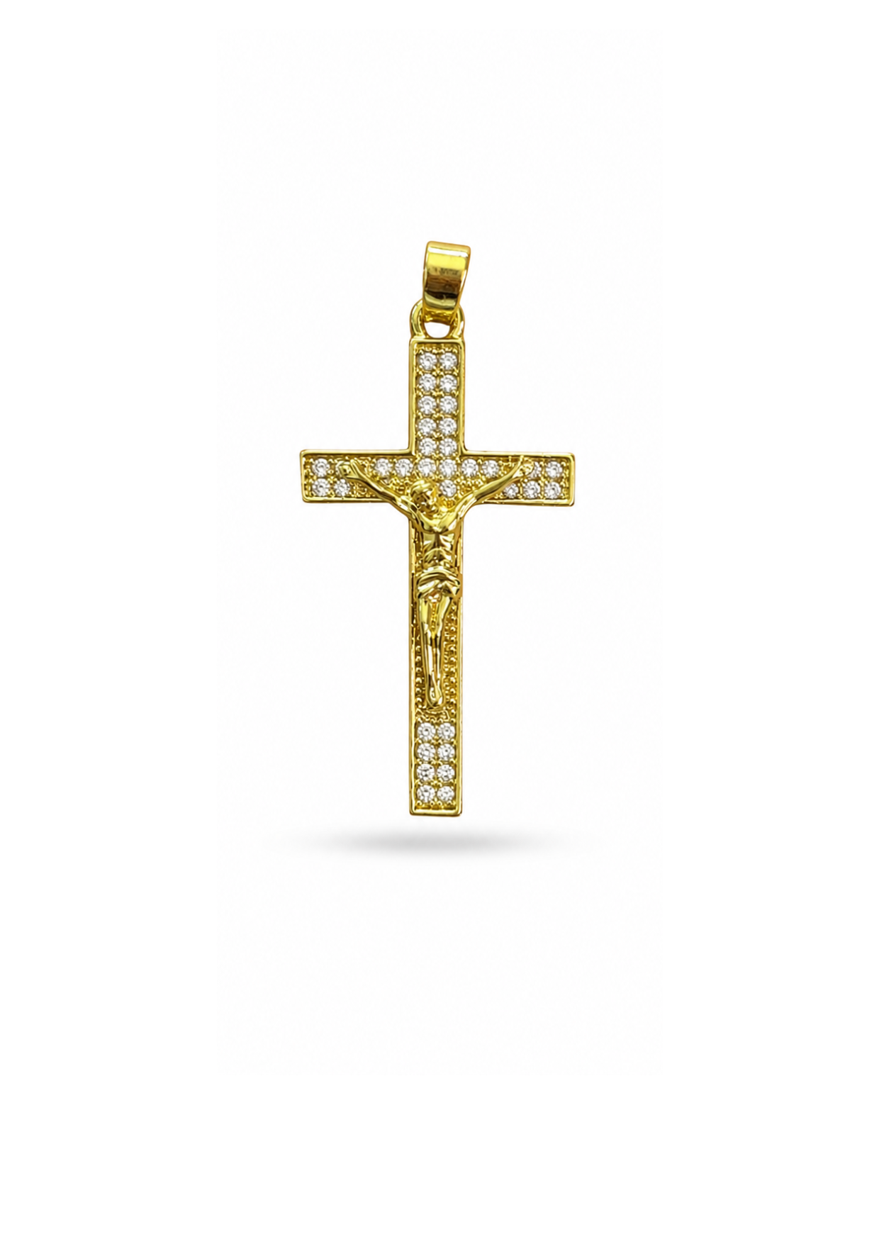 Dije cruz con cristo fondo zirconias acero inoxidable