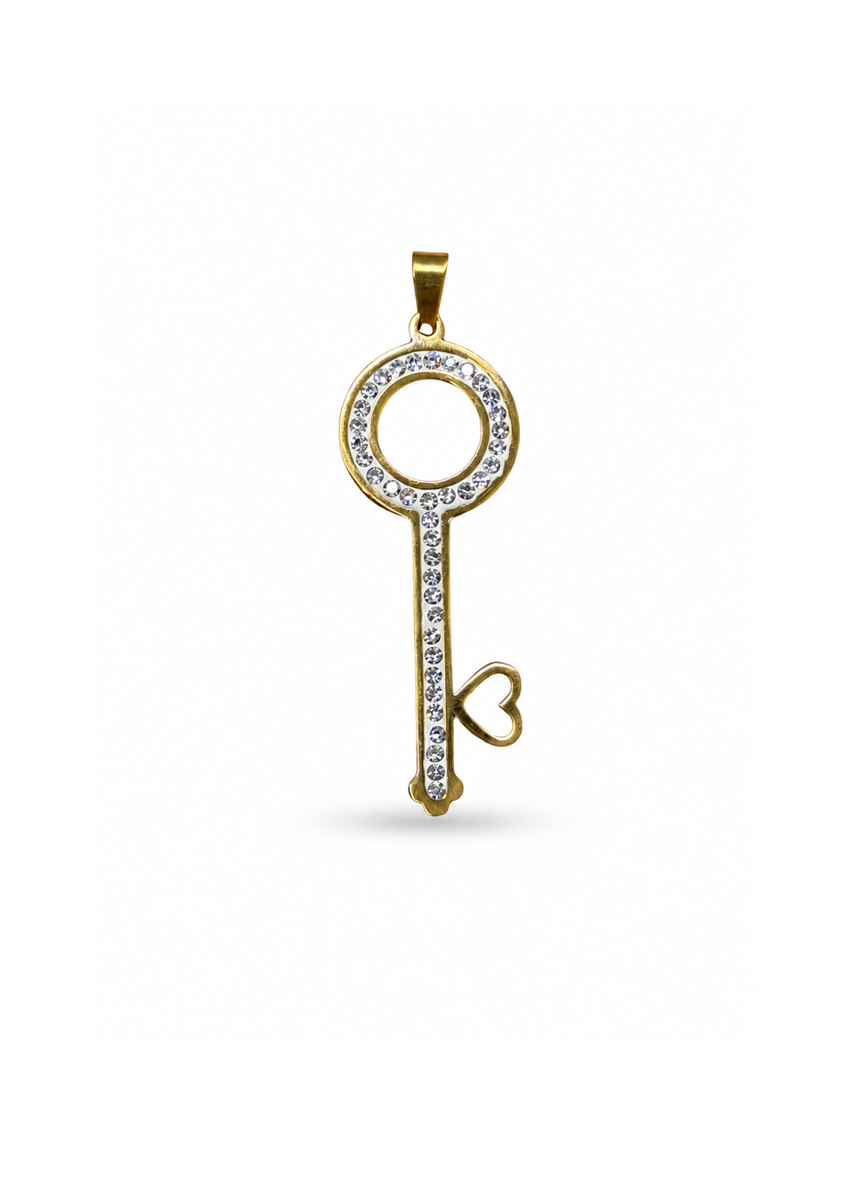 Dije llave con zirconias acero inoxidable