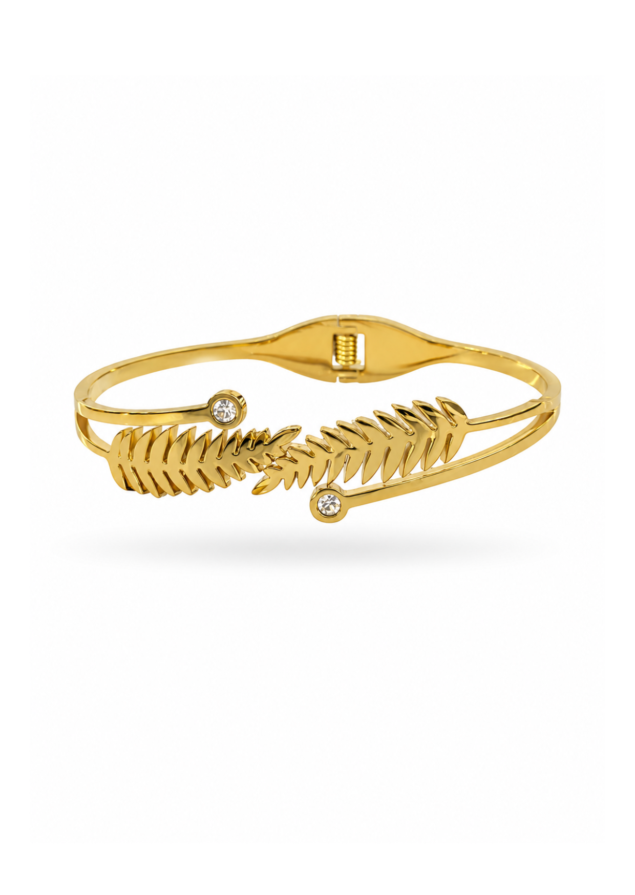 Brazalete de hojas con zirconias acero inoxidable