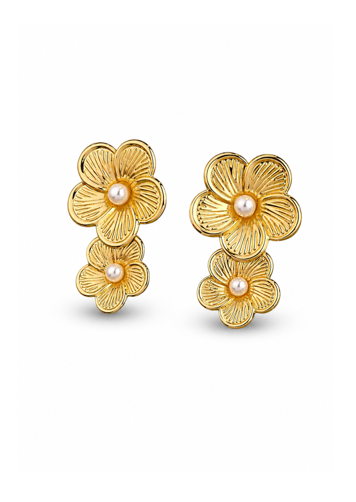 Aretes flores colgantes en cascada acero inoxidable