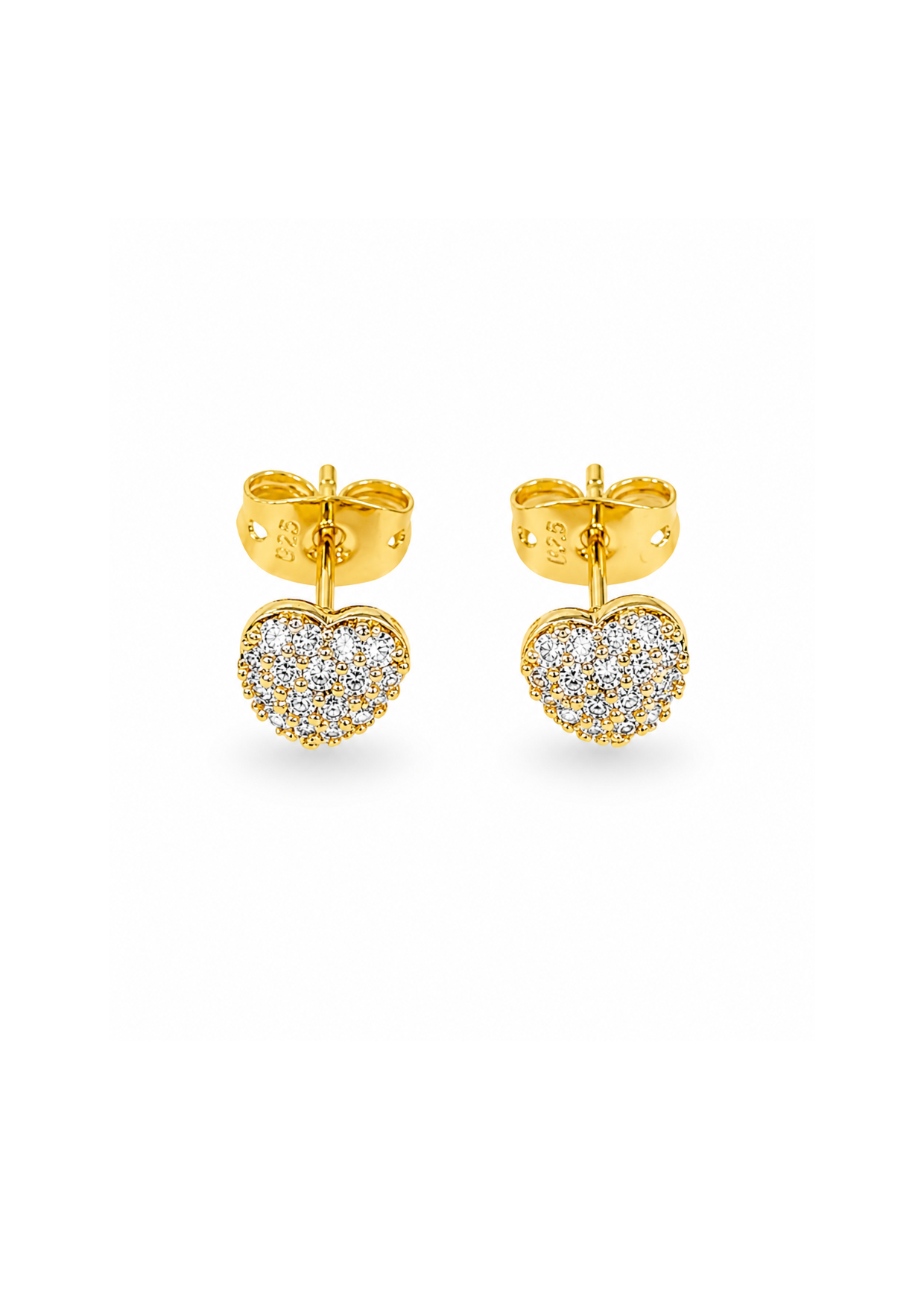 Aretes corazón en pavé chapa de oro