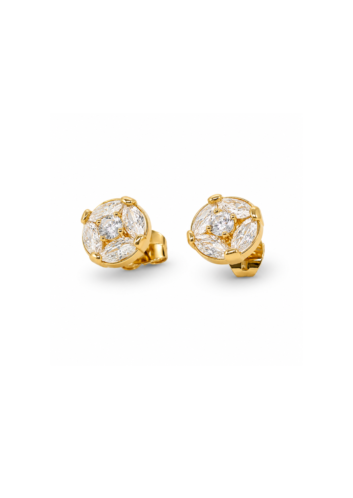 Aretes flor geométrica chapa de oro