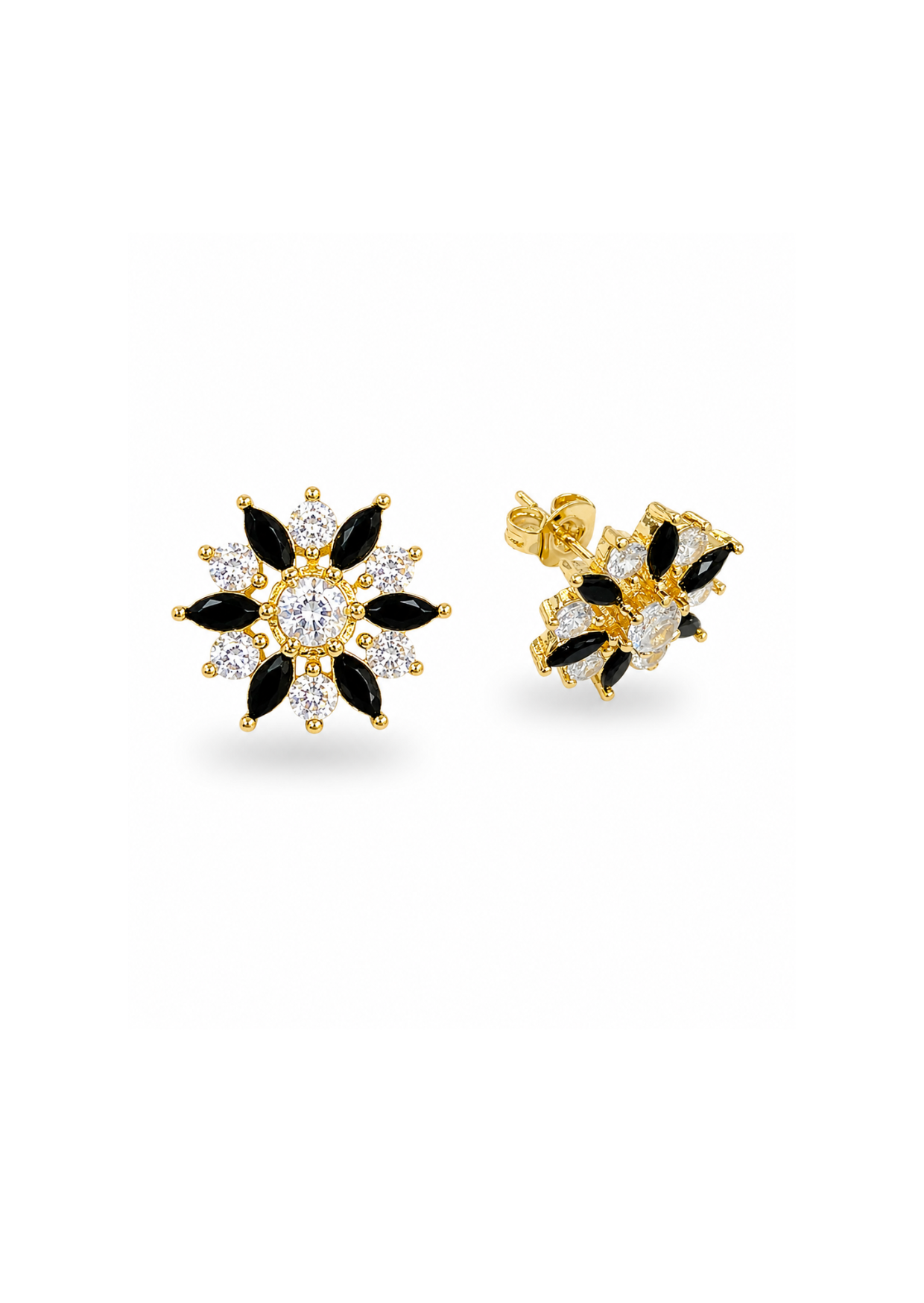 Aretes flor doble pétalo chapa de oro