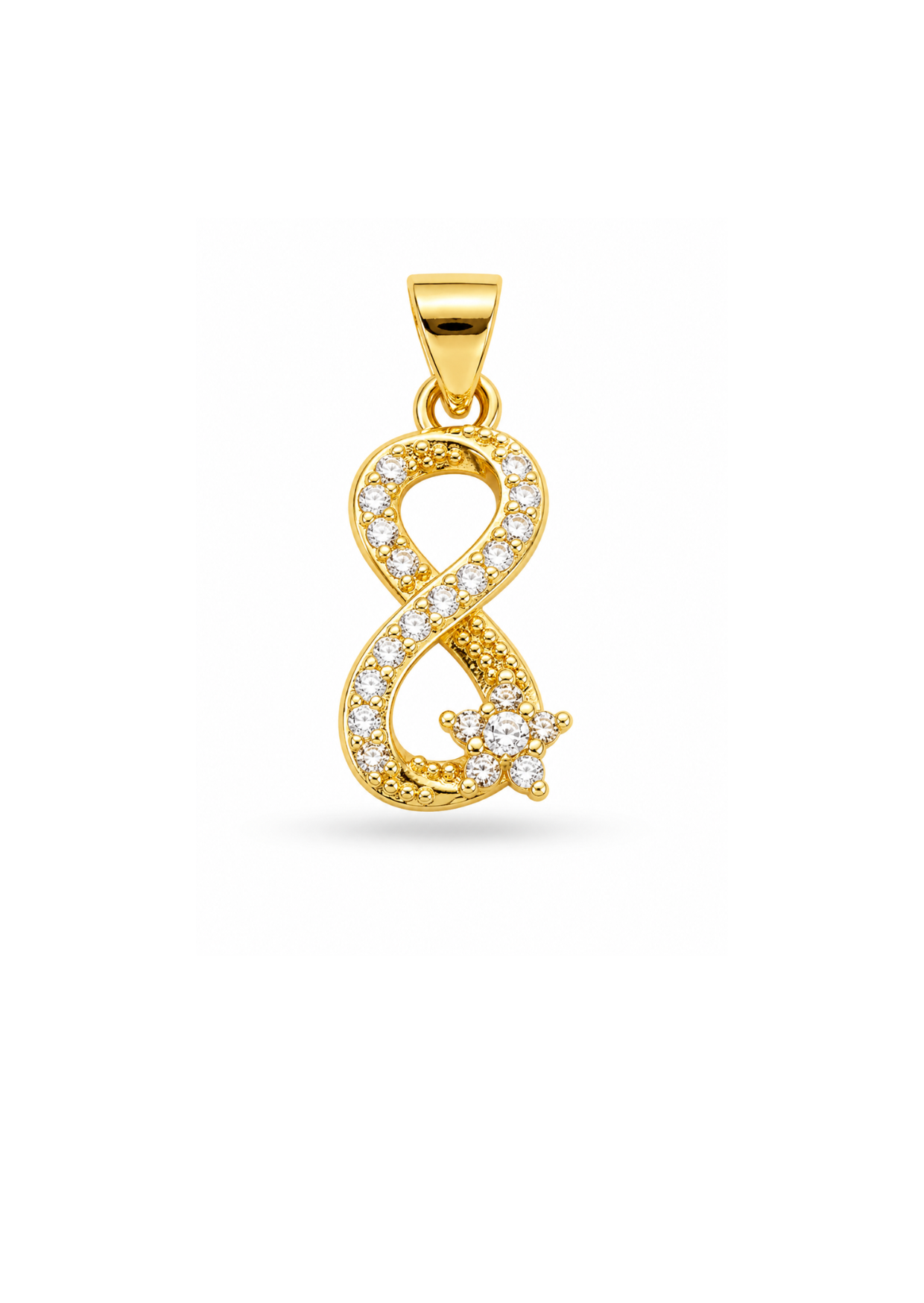 Dije infinito con flor chapa de oro
