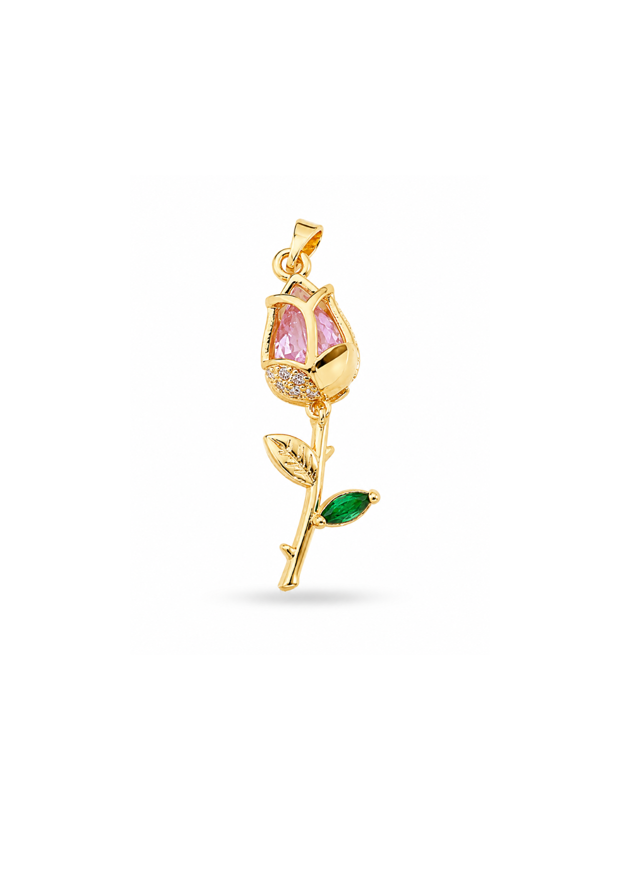 Dije tulipan rosa chapa de oro