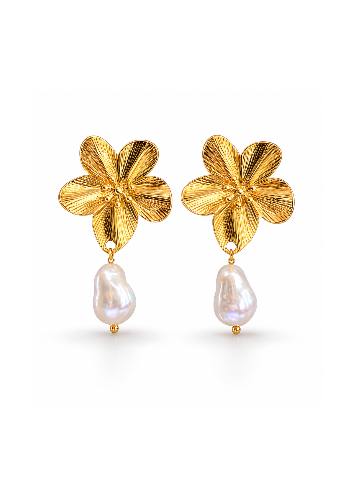 Aretes flor de perla acero inoxidable
