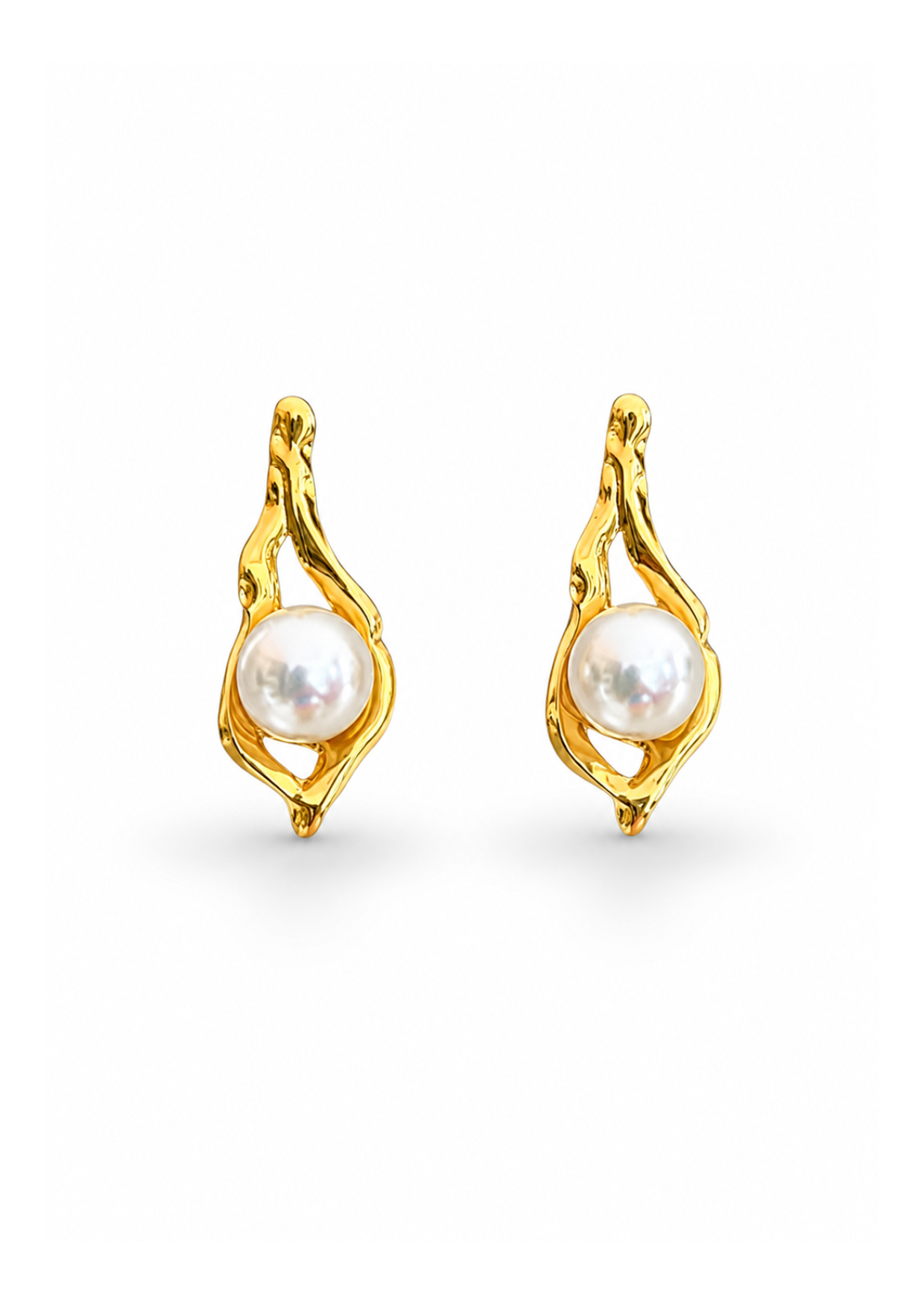 Aretes perla marina acero inoxidable