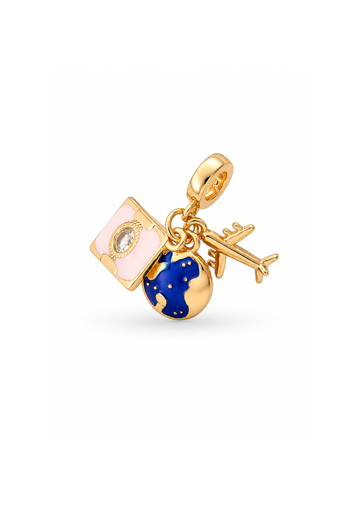Dije charm mundo viajero chapa de oro
