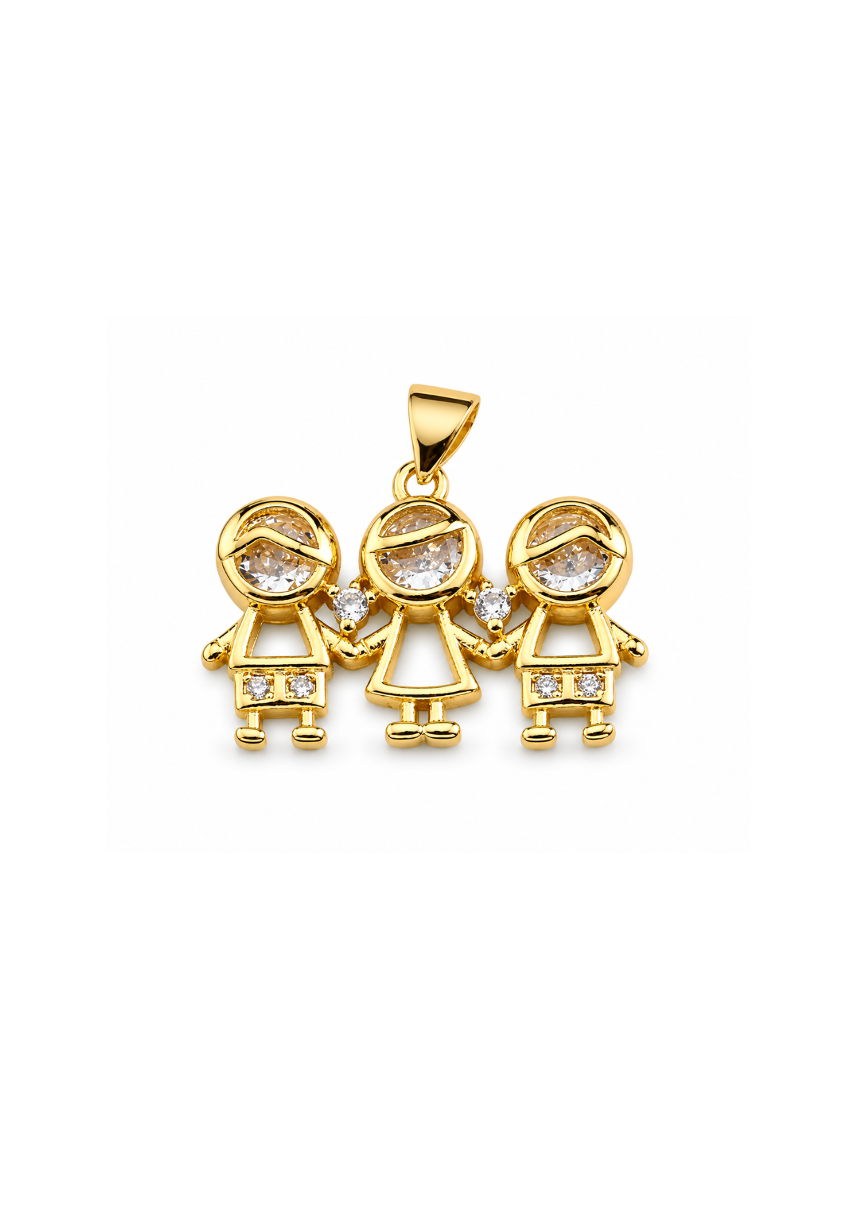 Dije familia dos niños y una niña chapa de oro