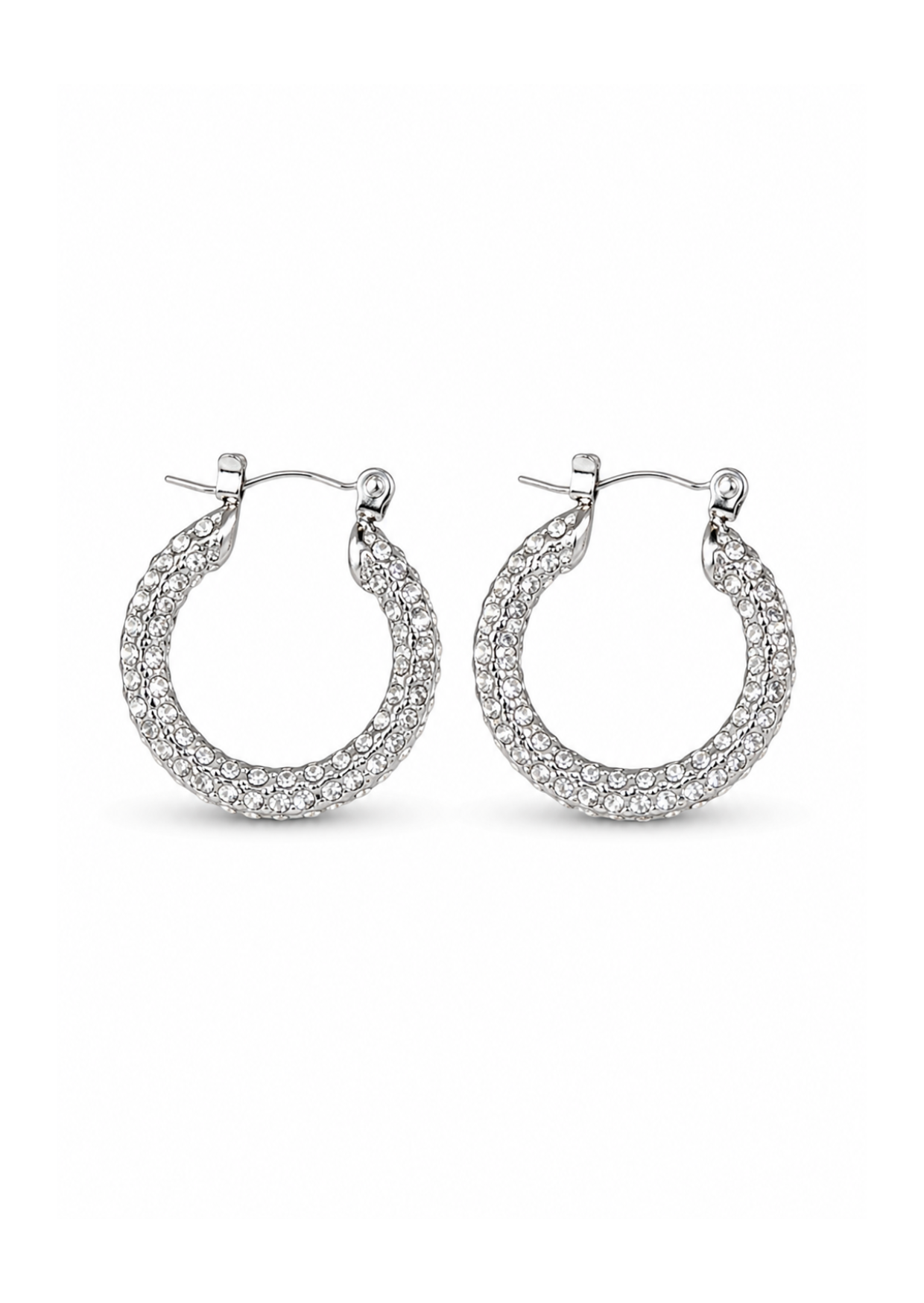 Aretes arracadas con zirconias plateadas acero inoxidable