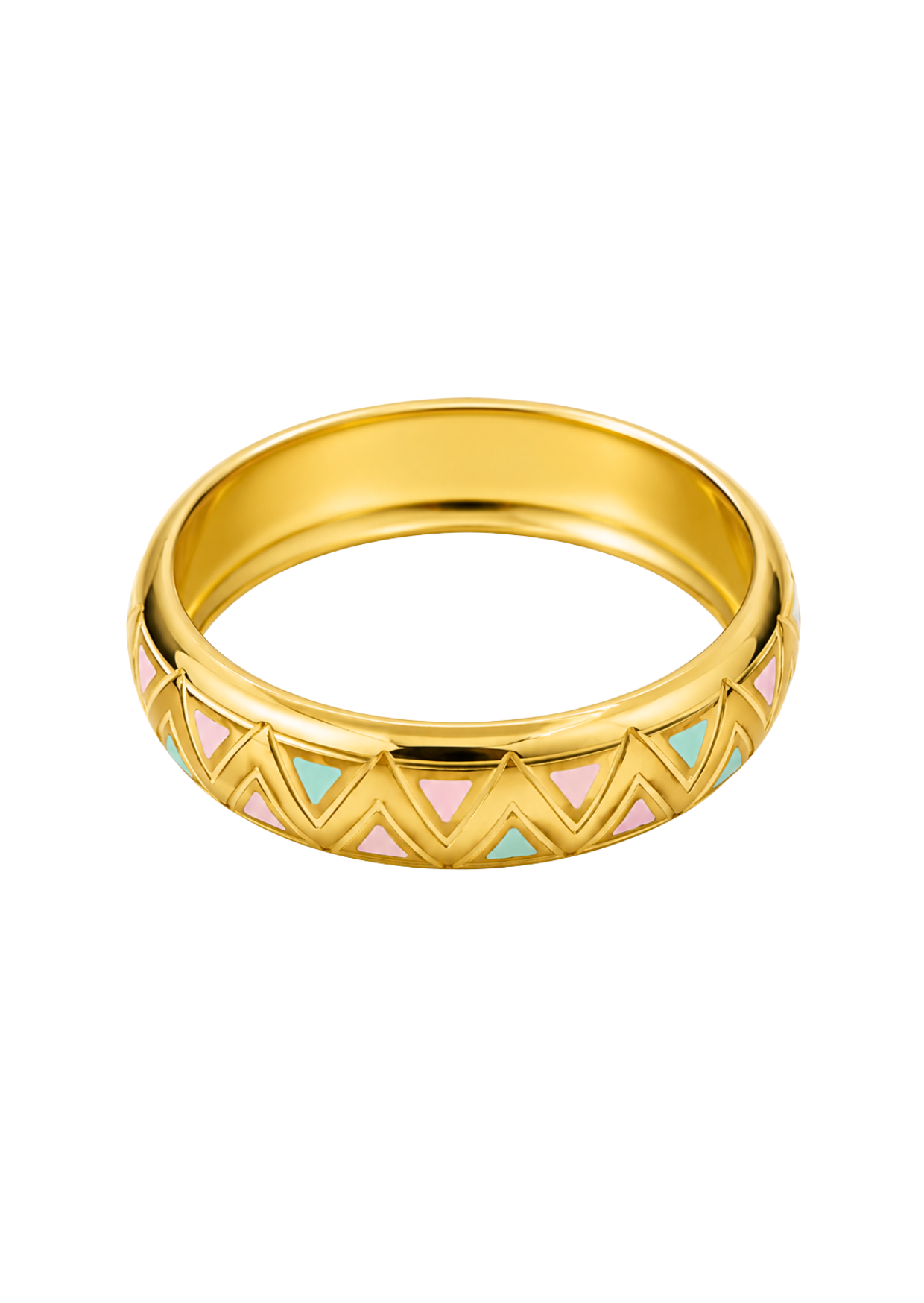 Brazalete grueso con triángulos pastel acero inoxidable