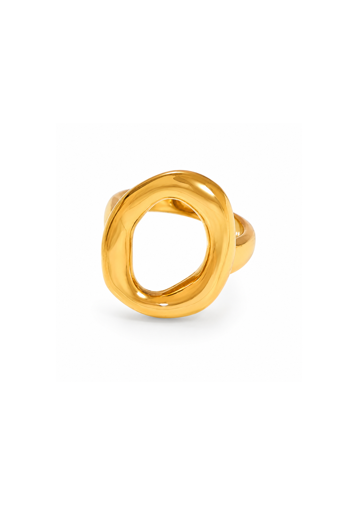 Anillo ovalado organic dorado acero inoxidable