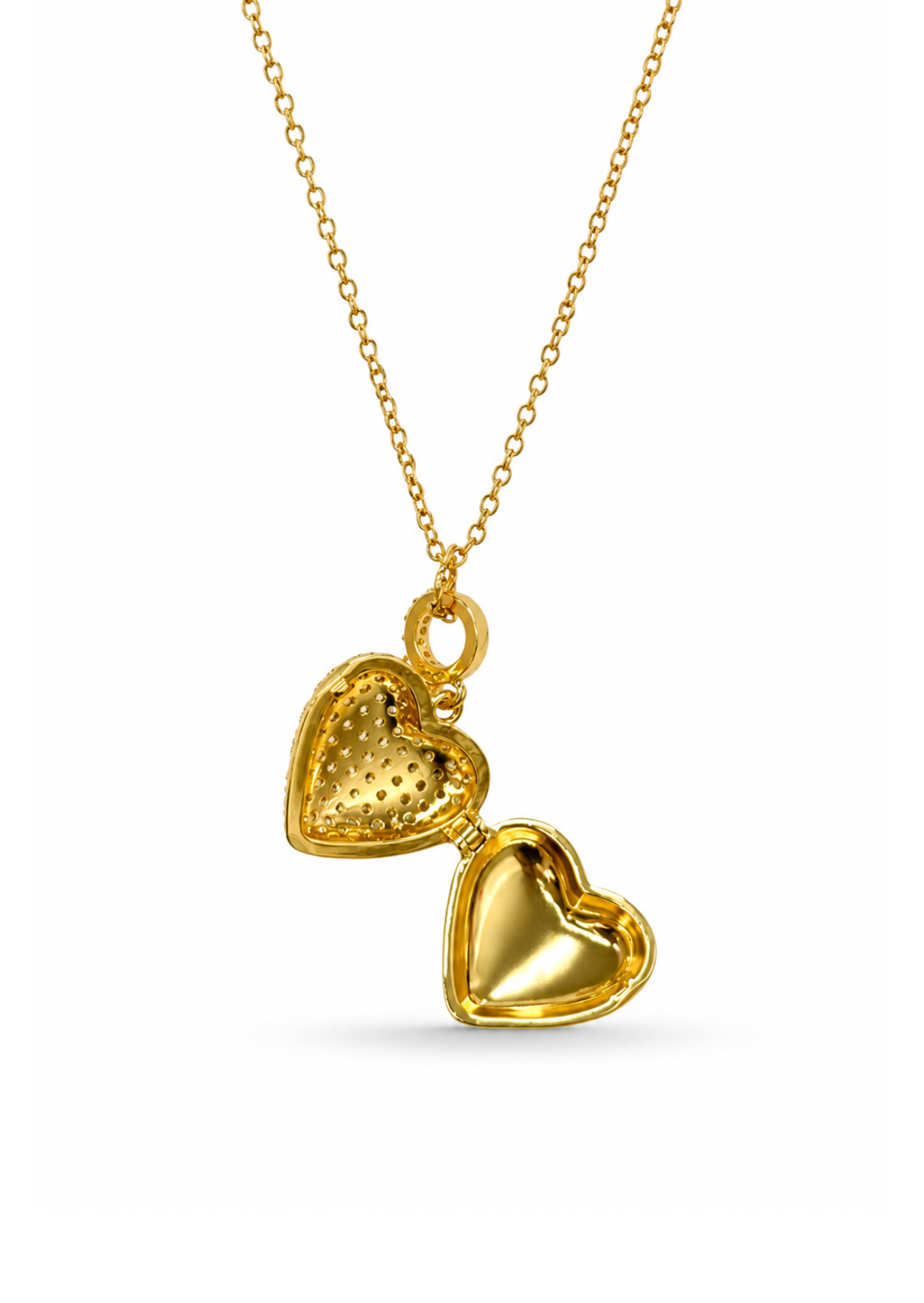 Collar relicario corazón con zirconias acero inoxidable