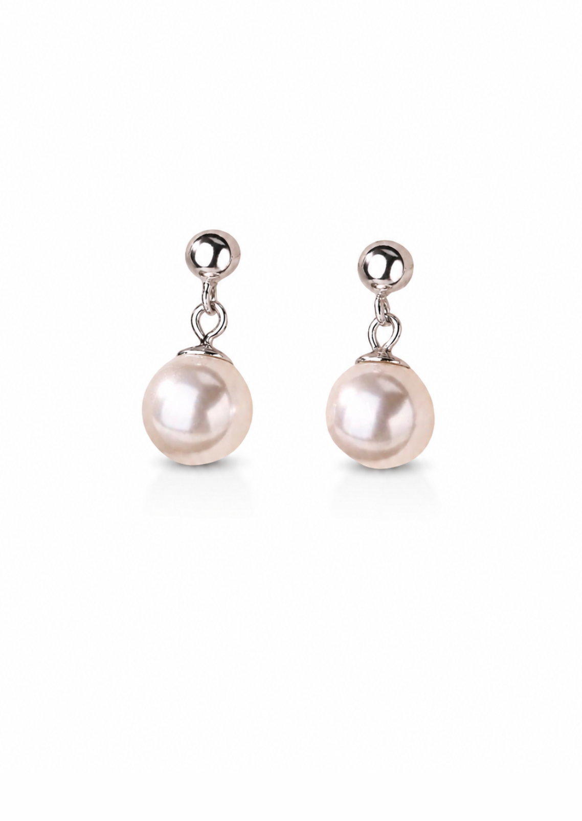 Aretes de perla colgante plata de ley 925