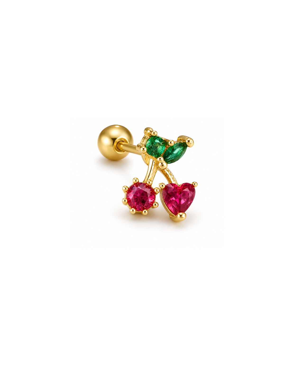 Piercing cereza con zirconias acero inoxidable