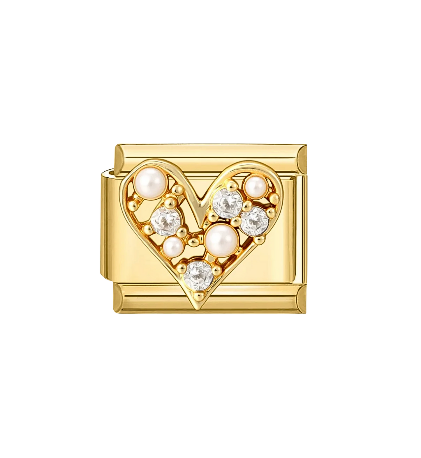 Charm Corazón Con Perlas