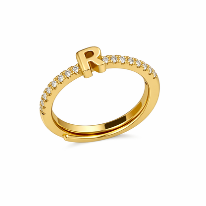 Anillos letras con zirconias chapa de oro