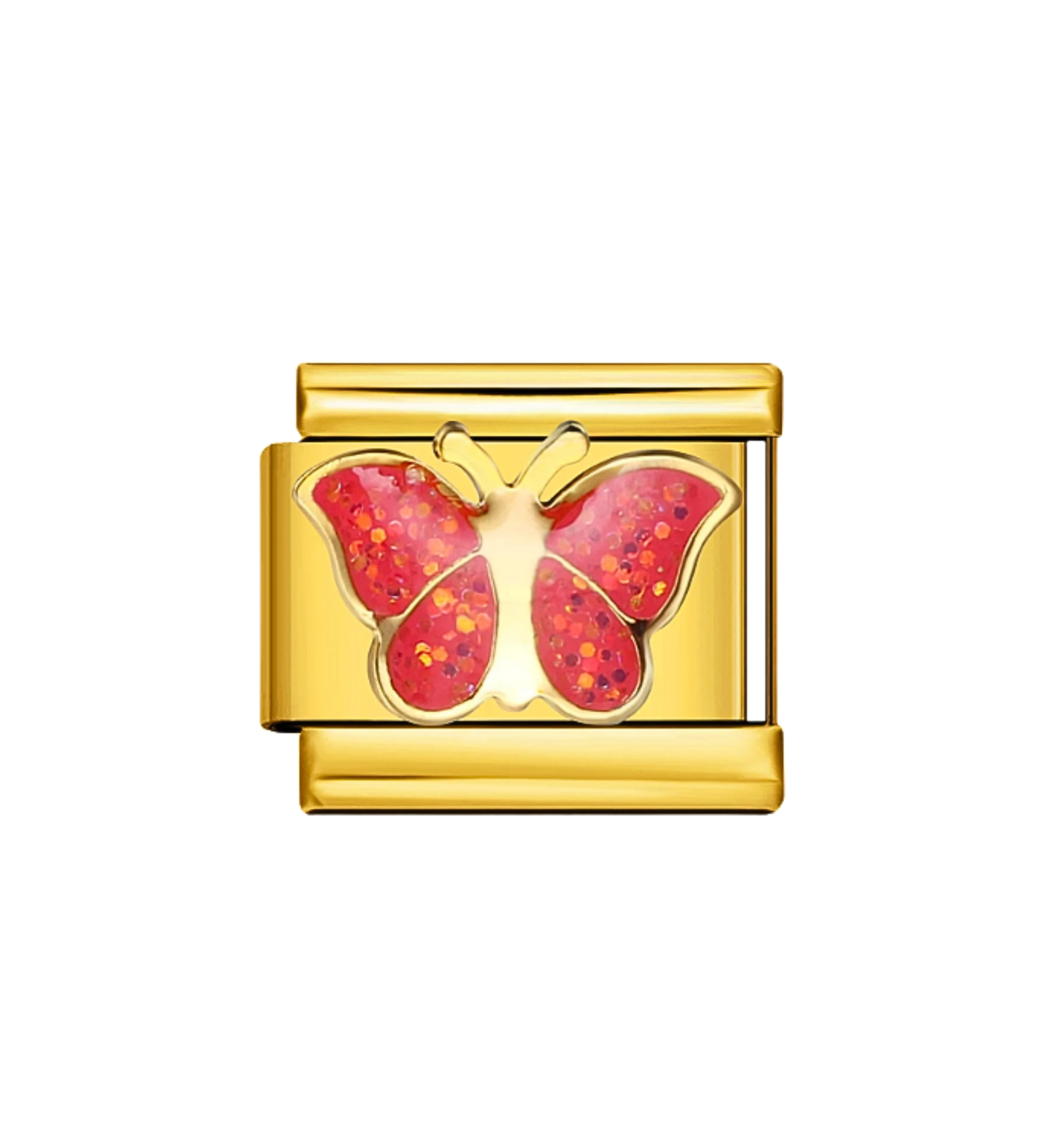 Charm Dorado Mariposa Roja