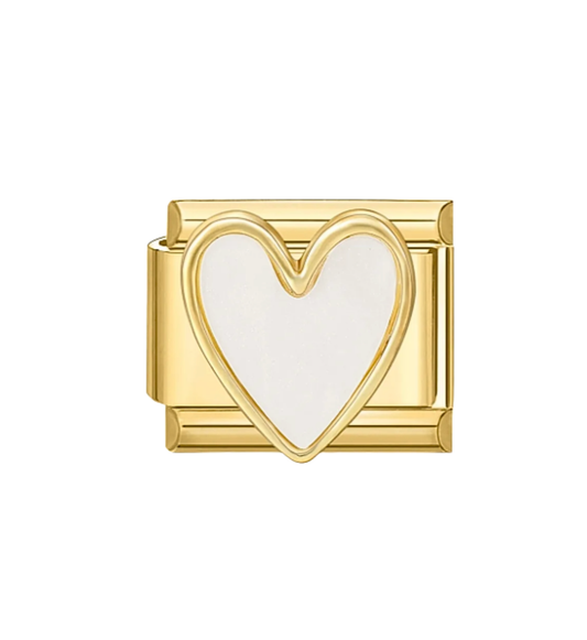 Charm Corazón Blanco Dorado