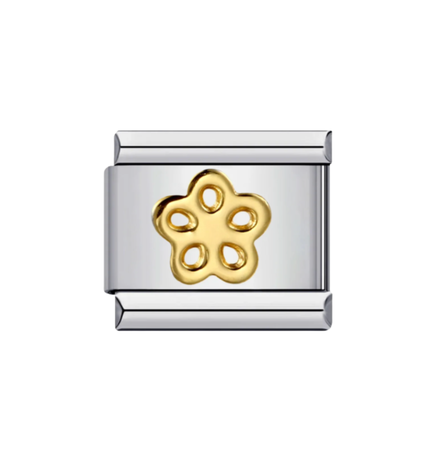 Charm Plateado Flor Dorada
