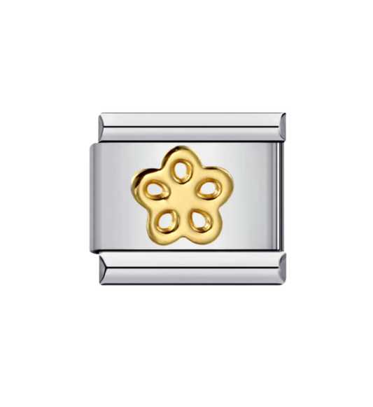 Charm Plateado Flor Dorada
