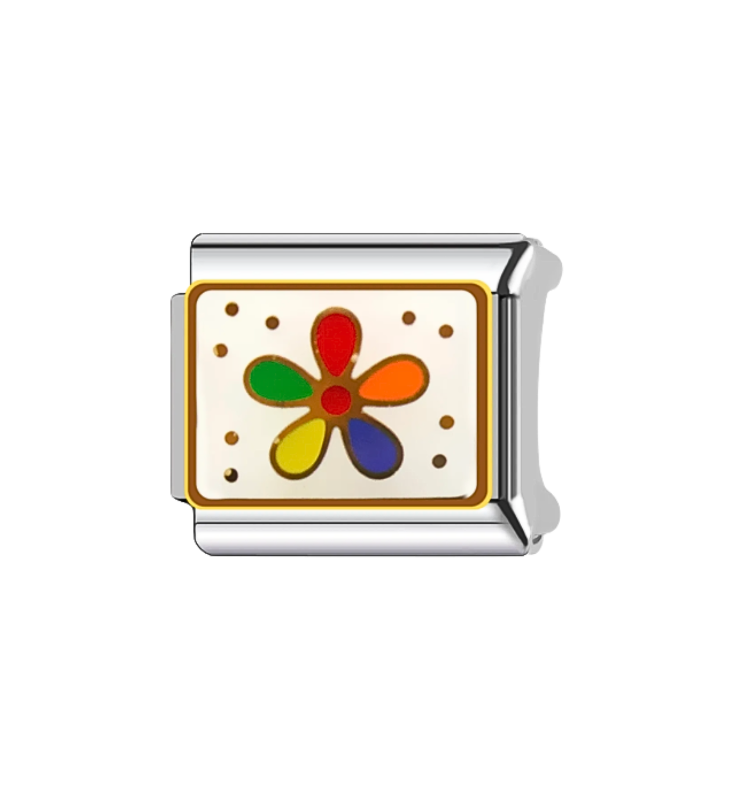 Charm Flor De Colores Plateado