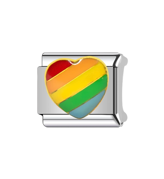 Charm Corazón Arcoíris Plateado