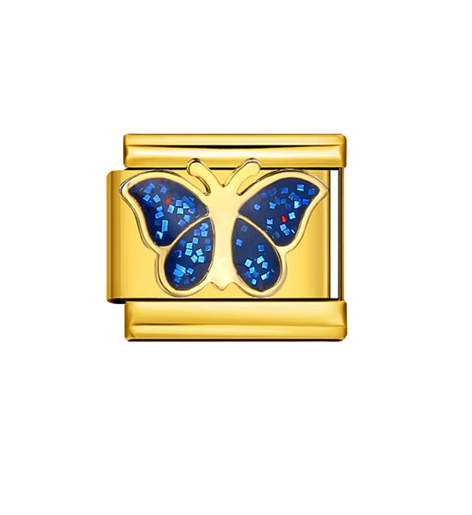 Charm Dorado Mariposa Azul