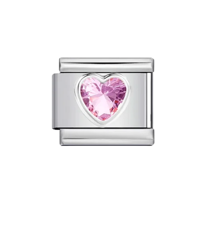 Charm Plateado Corazones Con Piedras