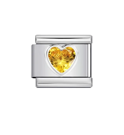Charm Plateado Corazones Con Piedras