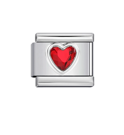 Charm Plateado Corazones Con Piedras