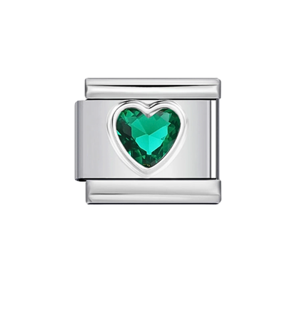 Charm Plateado Corazones Con Piedras