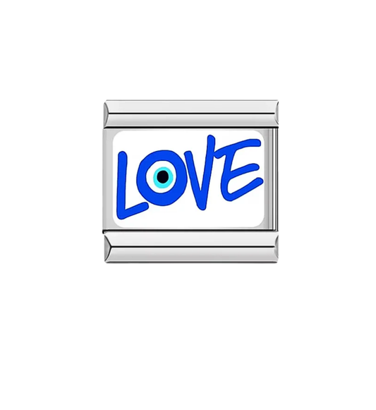 Charm Plateado LOVE Azul