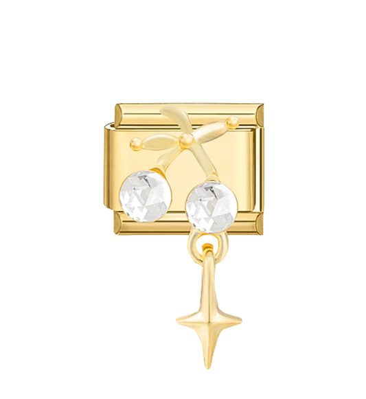 Charm Dorado Cereza Blanca