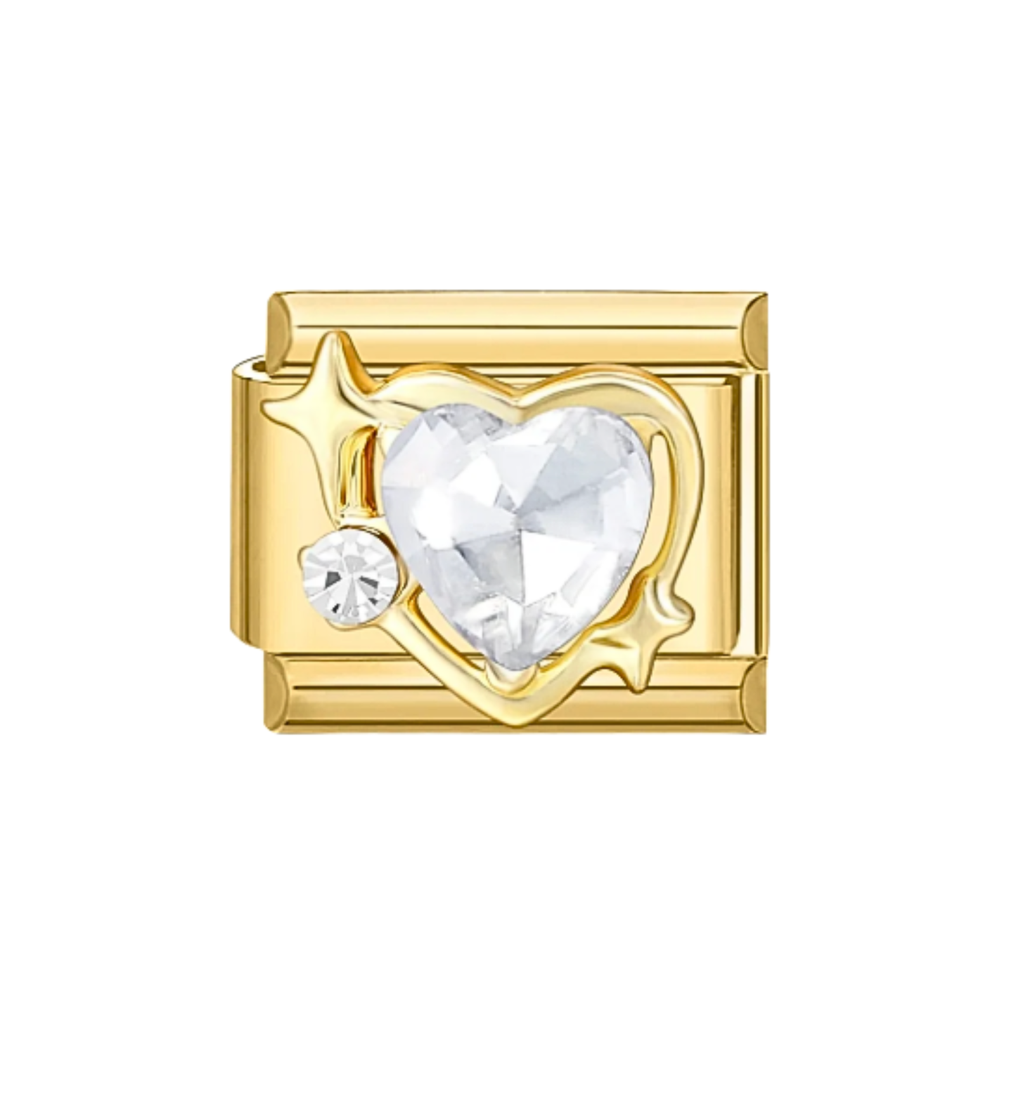 Charm Dorado Corazón Con Diamante