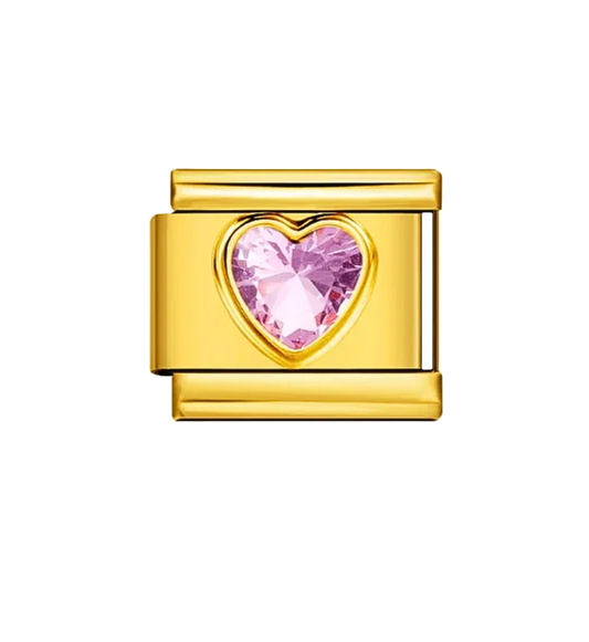 Charm Dorado Corazón Rosa
