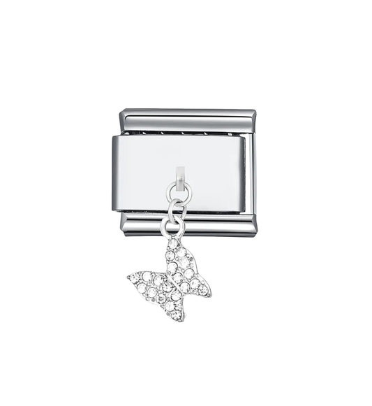 Charm plateado colgante mariposa