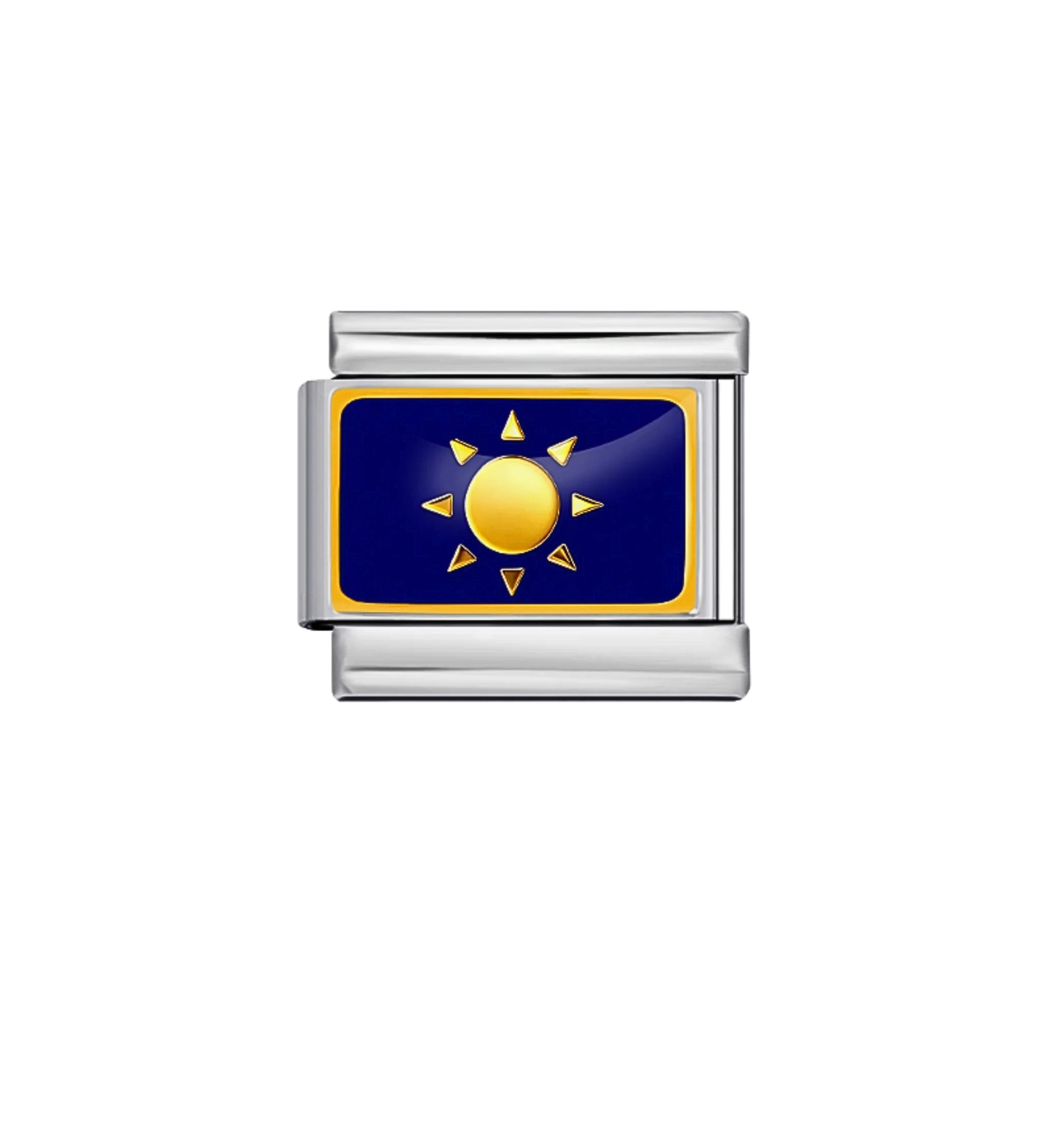 Charm plateado azul con sol