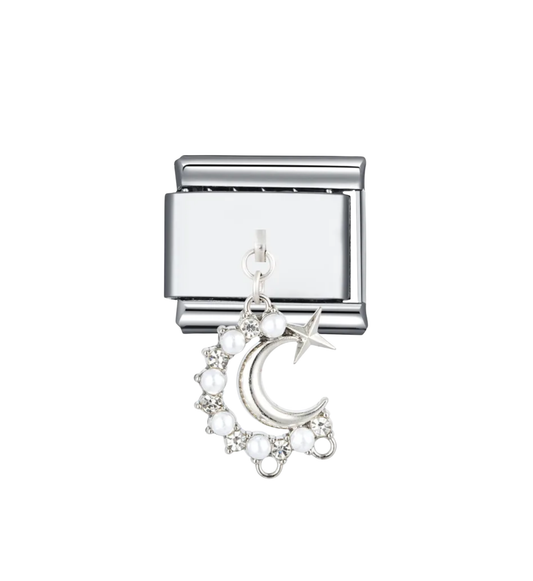 Charm plateado colgante luna