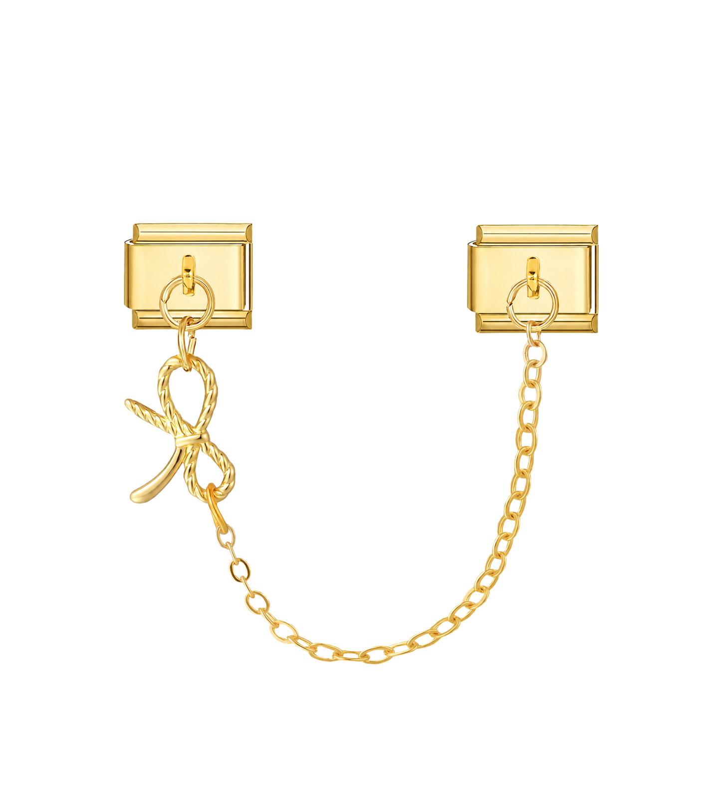 Charm doble con cadena y moño acero inoxidable 304
