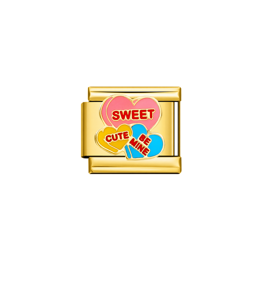 Charm dorado corazones sweet acero inoxidable 304