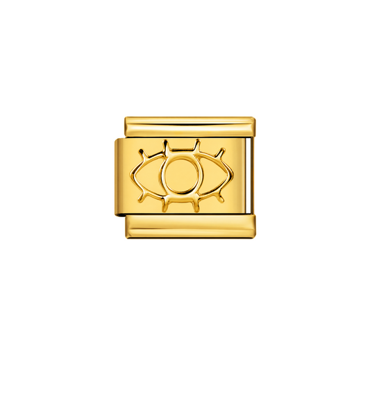 Charm dorado ojito acero inoxidable 304