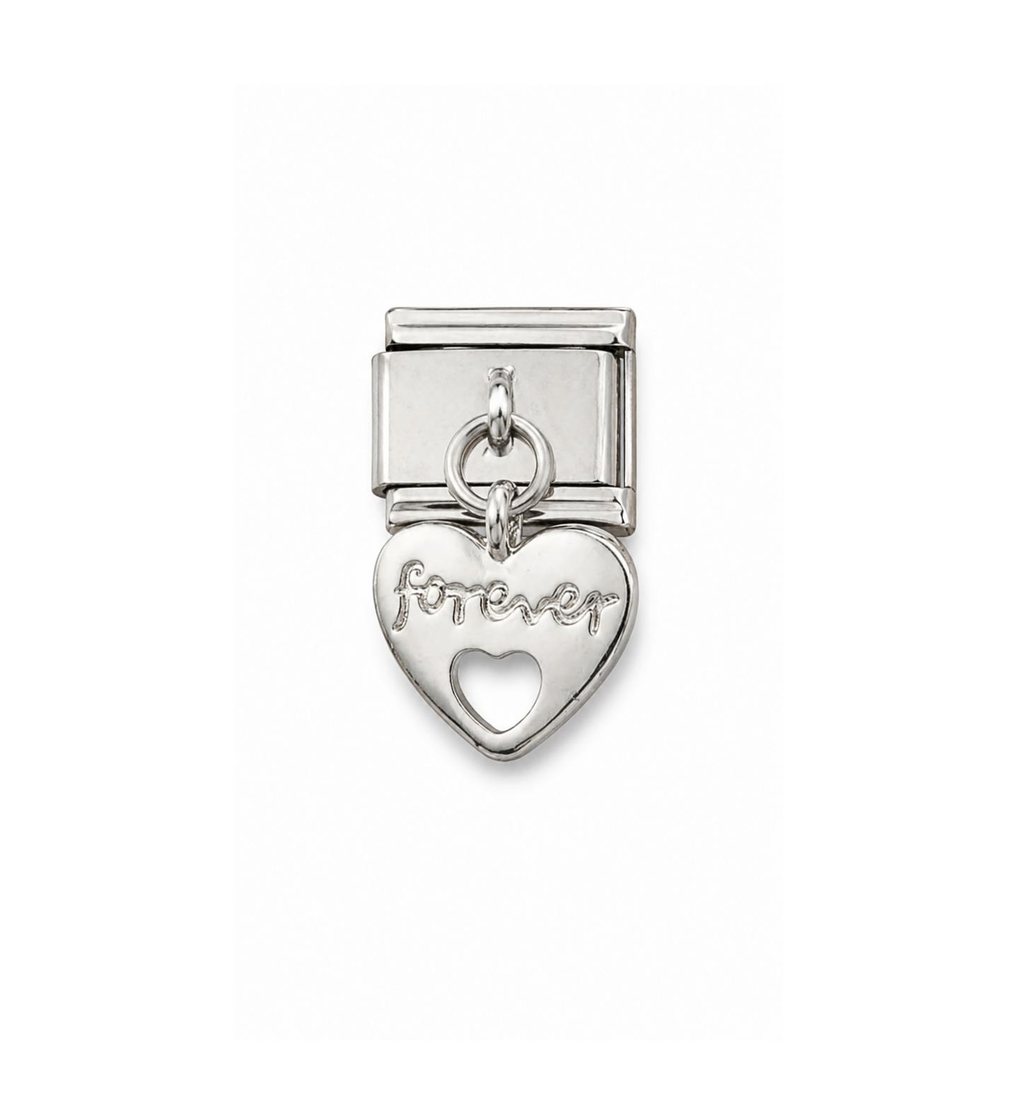 Charm plateado colgante corazón forever acero inoxidable 201