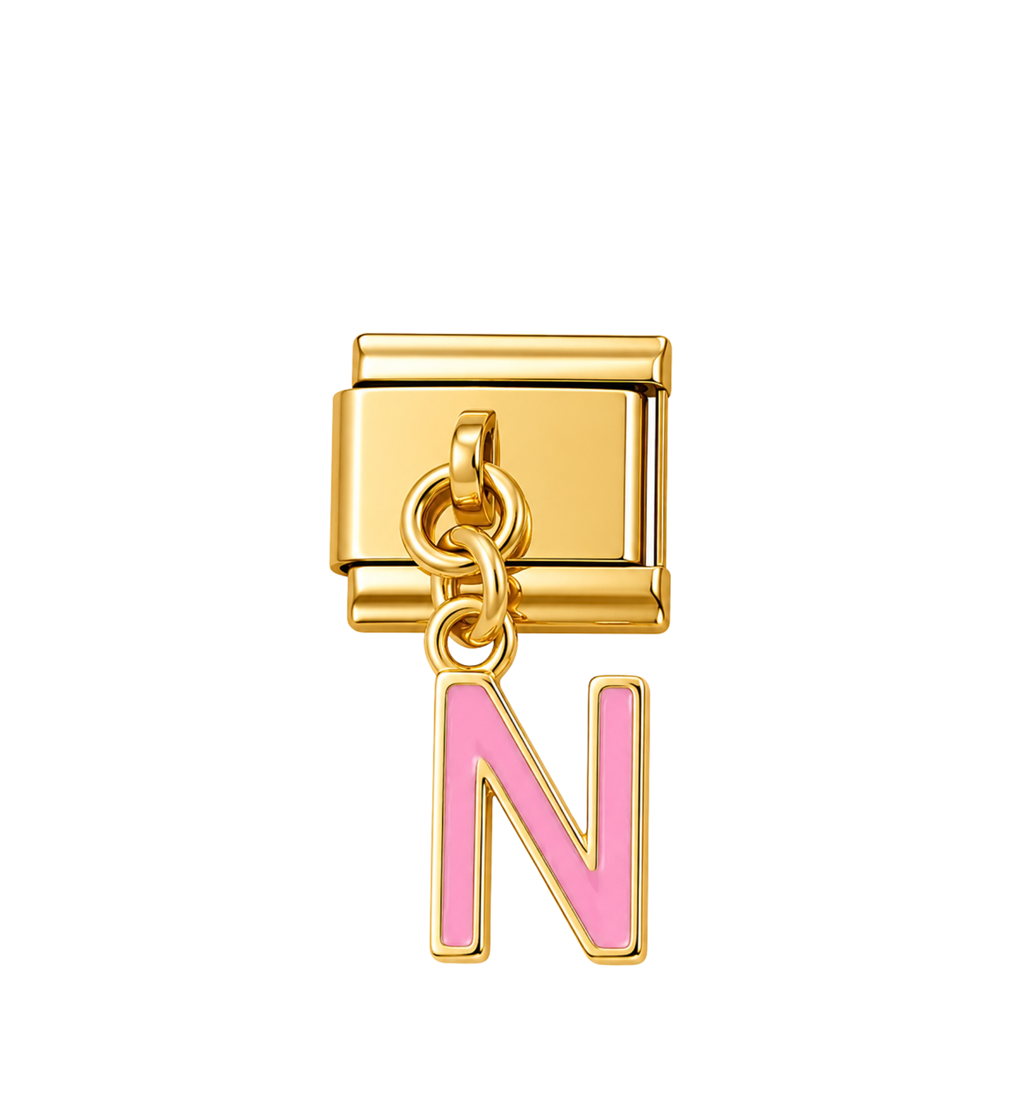 Charm dorado colgante letra N acero inoxidable 304